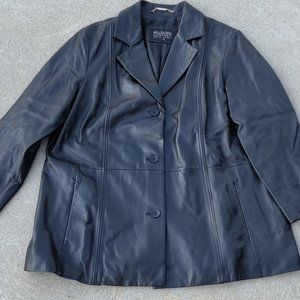 Wilsons Leather Pelle Studio Black Leather Coat Jacket XL 0X 1X